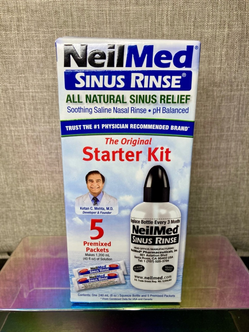 NeilMed SINUS RINSE Original STARTER PACK KIT with 5 Premixed Packets